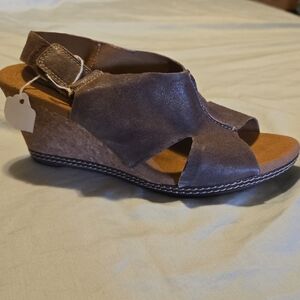 Brown Leather Wedge Sandals